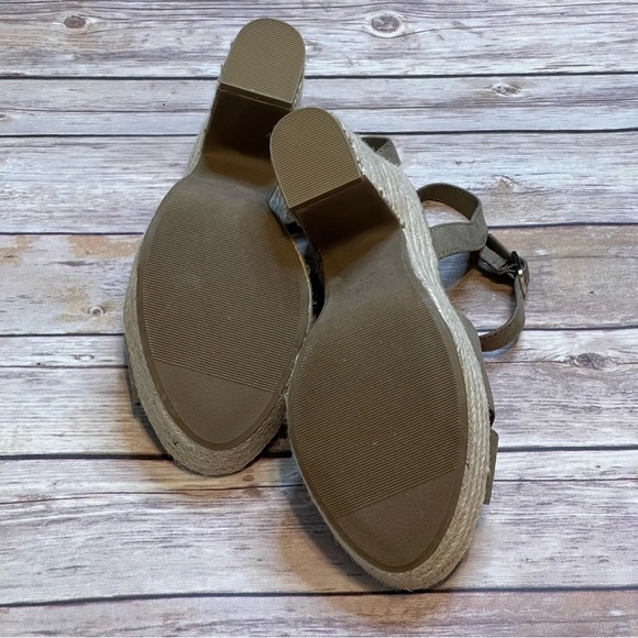 Kaari Blue Vera Size 8.5 Olive Green Suede Platform Espadrille Jute Heel - Picture 11 of 14